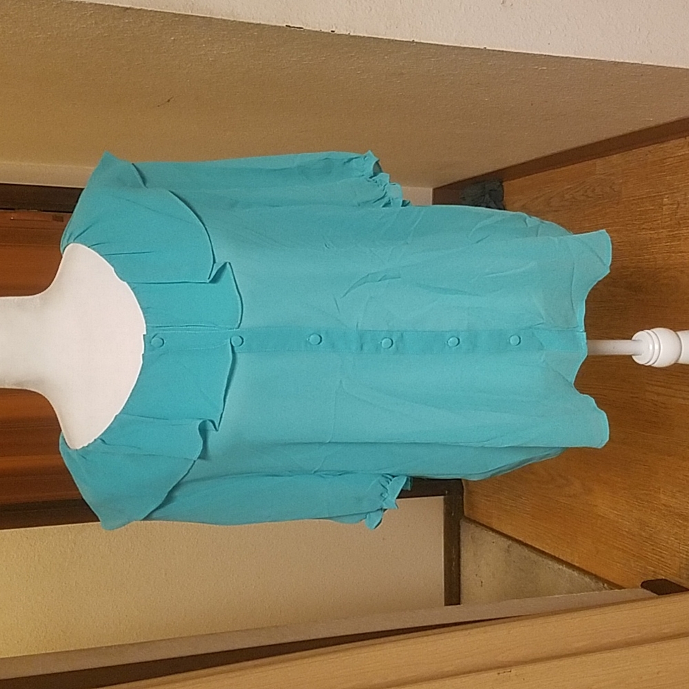 ROMAN FASHION PLUS SIZE BUTTON UP BLOUSE